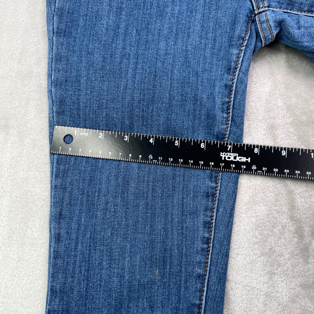 Judy Blue Pull On Straight Jeans Womens 1/25 Blue Medium Wash Stretch Frayed Hem - Picture 8 of 14